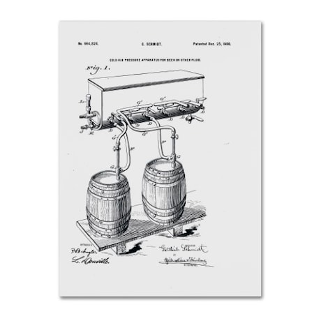 Claire Doherty 'Art Of Brewing Beer Patent White' Canvas Art,18x24